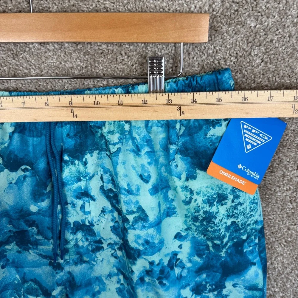 Columbia PFG Rambler Printed Water Shorts Mens Medium Blue Teal Tie Dye Omni NEW